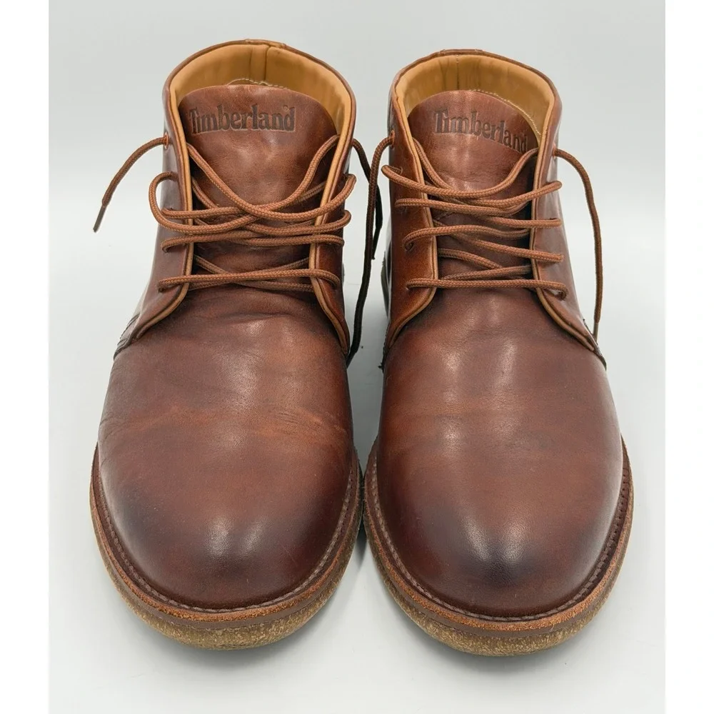 Timberland Chukka Boots 8.5W Brown Leather Made in Portugal Mens A2DQV